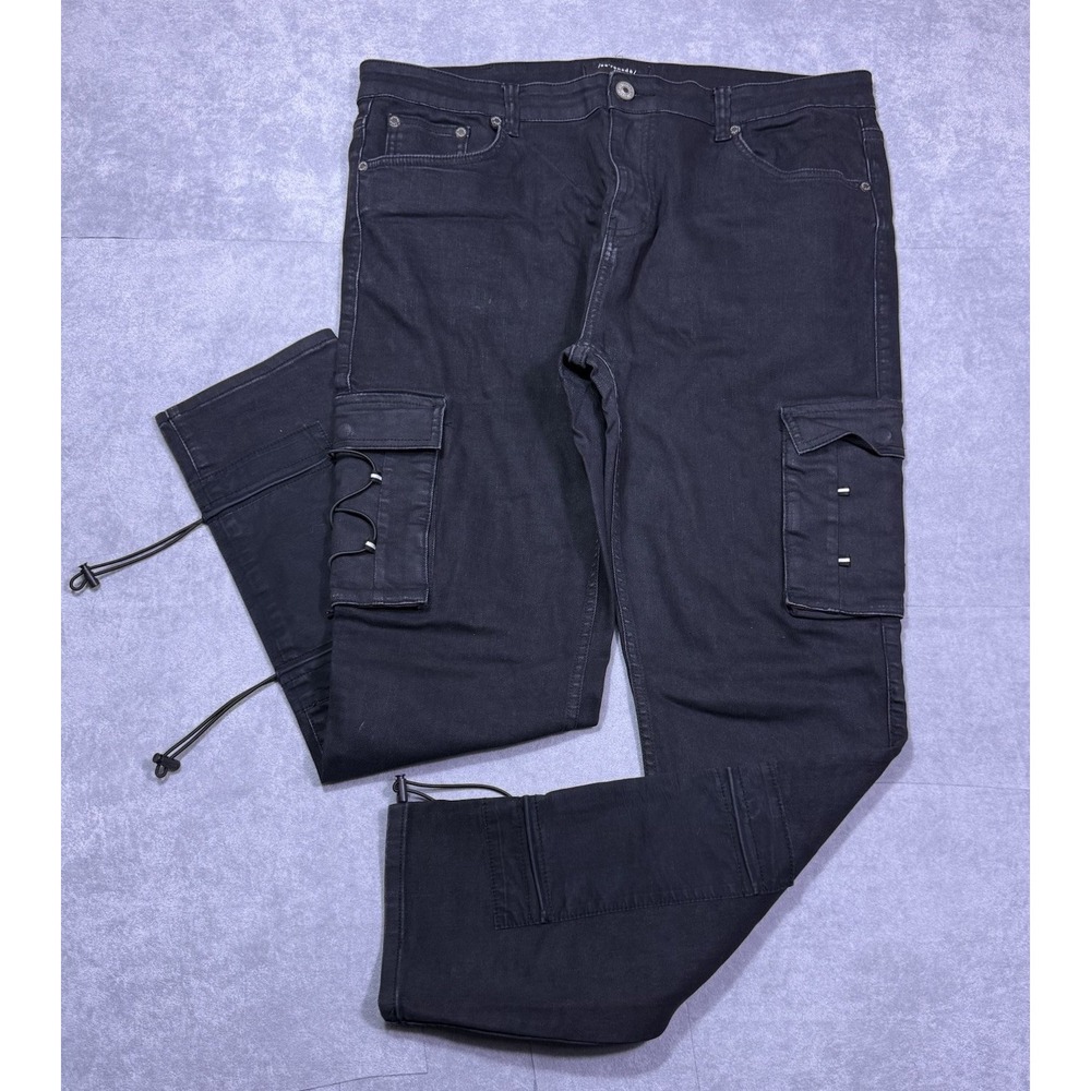 Serenade Jeans Mens 42x32 Black Slim Tapered Cinch Stretch Retro USA Streetwear